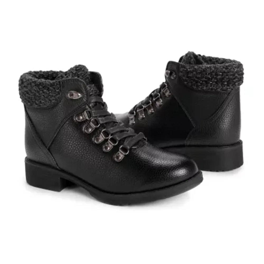 Muk Luks Womens Hiker Denali Stacked Heel Winter Boots