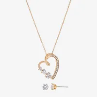 Sparkle Allure 2-pc. Crystal 18K Rose Gold Over Brass Heart Jewelry Set