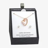 Sparkle Allure 2-pc. Crystal 18K Rose Gold Over Brass Heart Jewelry Set