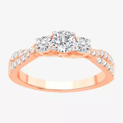 Love Lives Forever (H-I / Si1-Si2) Womens CT. T.W. Lab Grown White Diamond 10K Gold Round 3-Stone Engagement Ring