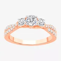 Love Lives Forever (H-I / Si1-Si2) Womens CT. T.W. Lab Grown White Diamond 10K Gold Round 3-Stone Engagement Ring