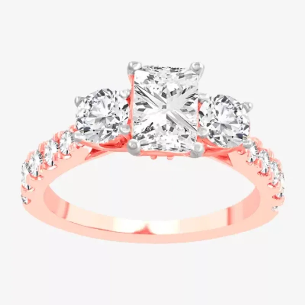 Love Lives Forever (H-I / Si1-Si2) Womens CT. T.W. Lab Grown White Diamond 10K Gold 3-Stone Engagement Ring