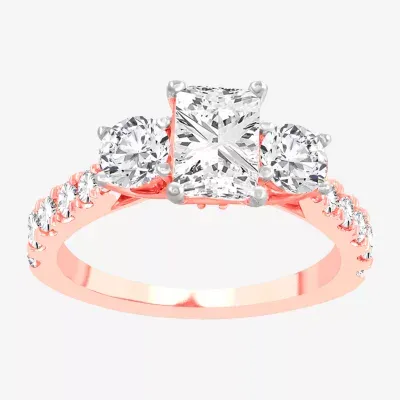 Love Lives Forever (H-I / Si1-Si2) Womens CT. T.W. Lab Grown White Diamond 10K Gold 3-Stone Engagement Ring