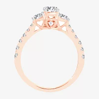 Love Lives Forever (H-I / Si1-Si2) Womens 1 CT. T.W. Lab Grown White Diamond 10K Gold Round 3-Stone Engagement Ring