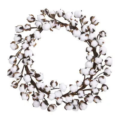 Nearly Natural Cotton Ball Indoor Christmas Wreath