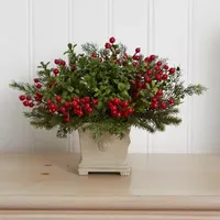 Nearly Natural Holiday Berry And Pine Christmas Tabletop Decor