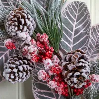Nearly Natural 24in. Snowy Magnolia Berry Indoor Christmas Wreath