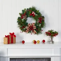 Nearly Natural 24in. Pine Cones And Ornaments Indoor Christmas Wreath