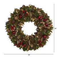 Nearly Natural 15in. Holiday With Pine Cones And Ornaments Indoor Christmas Wreath