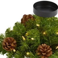 Nearly Natural 16in. 35 Lights And Pine Cones Lighted Christmas Tabletop Decor