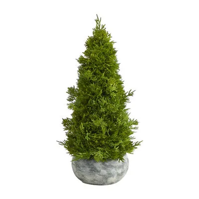 Nearly Natural 18" Cypress Cone In Decorative Planter Christmas Tree