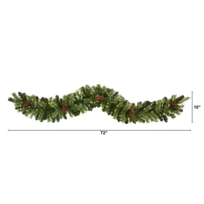 Nearly Natural 6ft. 50 Clear Led Lights And Pine Cones Pre-Lit Christmas Indoor Garland