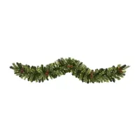 Nearly Natural 6ft. 50 Clear Led Lights And Pine Cones Pre-Lit Indoor Christmas Garland