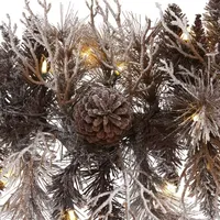 Nearly Natural 6ft. 50 White Warm Led Lights And Pine Cones Pre-Lit Indoor Christmas Garland