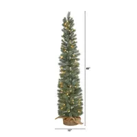 Nearly Natural 4 Foot Pine In A Burlap Base With 70 Warm White Lights Pre-Lit Christmas Tree