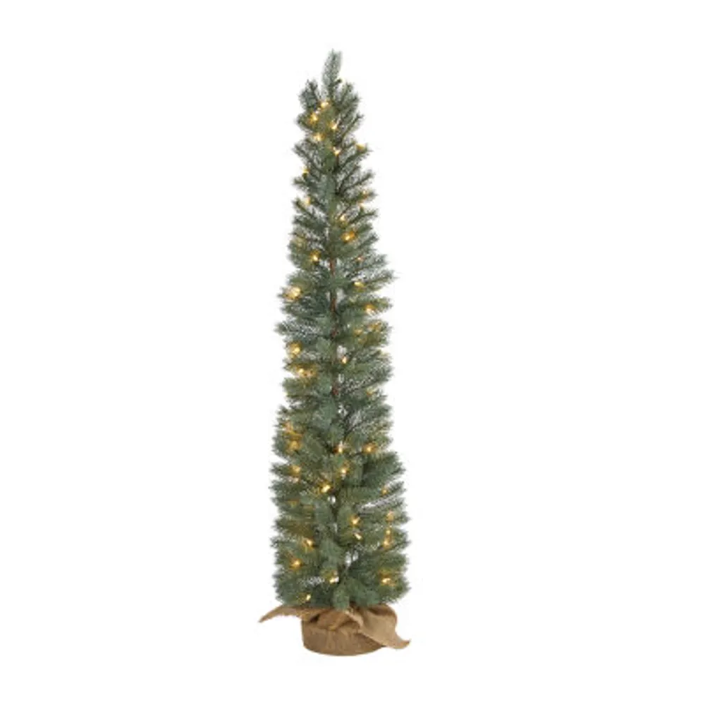 Nearly Natural 4 Foot Pine In A Burlap Base With 70 Warm White Lights Pre-Lit Christmas Tree