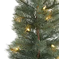 Nearly Natural 4 Foot Pine In A Burlap Base With 70 Warm White Lights Pre-Lit Christmas Tree