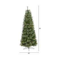 Nearly Natural 6 1/2 Foot Cashmere Slim Pine With 660 Bendable Branches And 350 Warm White Lights Pre-Lit Christmas Tree