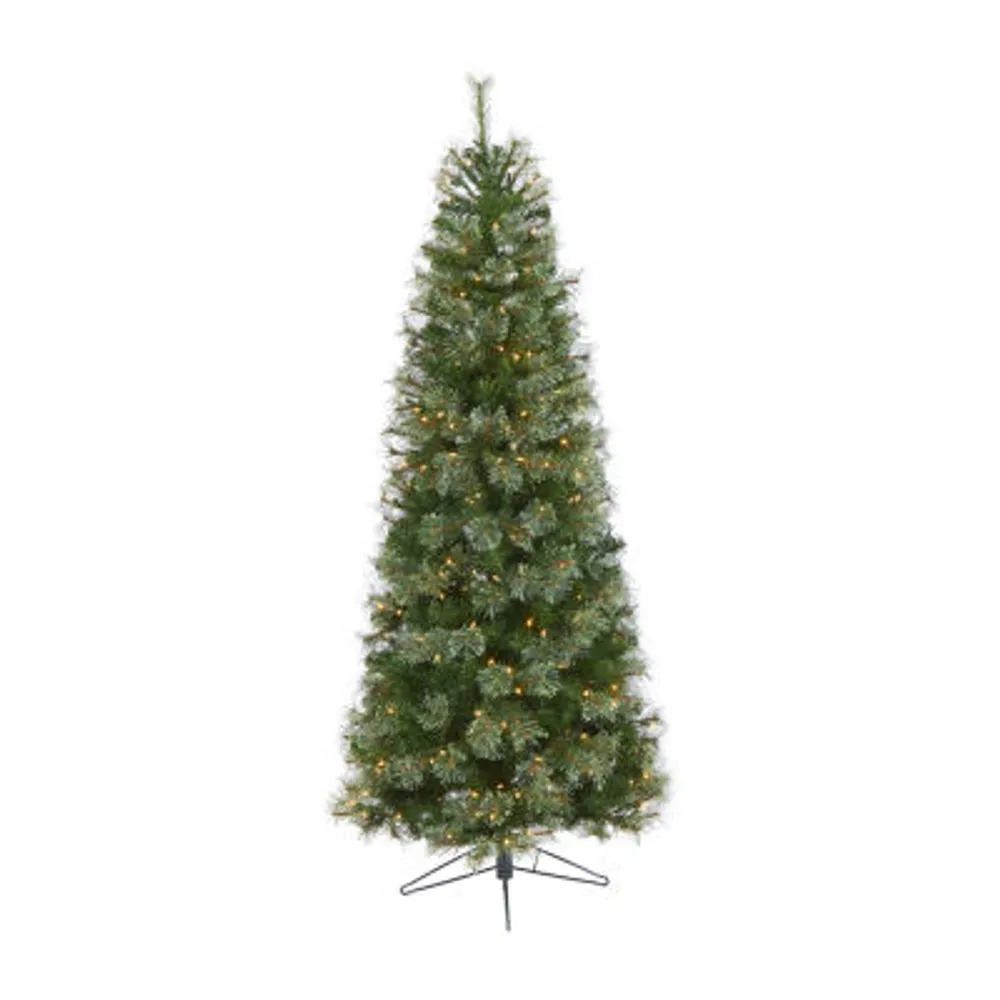 Nearly Natural 6 1/2 Foot Cashmere Slim Pine With 660 Bendable Branches And 350 Warm White Lights Pre-Lit Christmas Tree