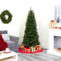 Nearly Natural 6 1/2 Foot Cashmere Slim Pine With 660 Bendable Branches And 350 Warm White Lights Pre-Lit Christmas Tree