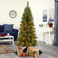 Nearly Natural 6 Foot Pine With Pine Cones Pre-Lit Christmas Tree