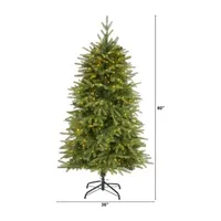 Nearly Natural 5 Foot Natural Look Fir With 1054 Bendable Branches And 350 Clear Led Lights Pre-Lit Christmas Tree