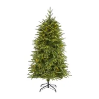 Nearly Natural 5 Foot Natural Look Fir With 1054 Bendable Branches And 350 Clear Led Lights Pre-Lit Christmas Tree