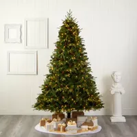 Nearly Natural 8 Foot Natural Look Spruce With Pine Cones And 550 Clear Led Lights Pre-Lit Christmas Tree