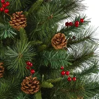 Nearly Natural Foot Pine With Pine Cones And Berries And 150 Clear Led Lights Pre-Lit Christmas Tree