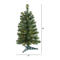 Nearly Natural 2 Foot Pine Pre-Lit Christmas Tree