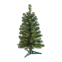 Nearly Natural 2 Foot Pine Pre-Lit Christmas Tree