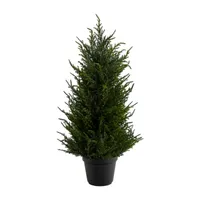 Nearly Natural 18in. Cedar With Led Lights Uv Resistant (Indoor/Outdoor) 1 1/2 Feet Pre-Lit Cedar Christmas Tree