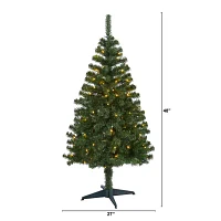 Nearly Natural 4 Foot Northern Tip Pine With 100 Clear Led Lights Pre-Lit Christmas Tree