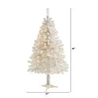 Nearly Natural 4 Foot White Pine With 100 Clear Led Lights Pre-Lit Christmas Tree