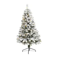 Nearly Natural 5 Foot West Virginia Flocked Fir With 150 Led Lights Pre-Lit Christmas Tree
