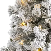 Nearly Natural 5 Foot West Virginia Flocked Fir With 150 Led Lights Pre-Lit Christmas Tree