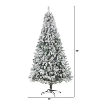 Nearly Natural 8 Foot Rock Springs Flocked Spruce Christmas Tree