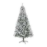 Nearly Natural 8 Foot Rock Springs Flocked Spruce Christmas Tree