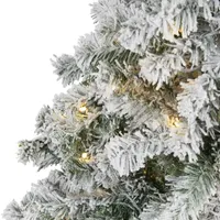Nearly Natural 5 Foot Flocked Spruce With 150 Clear Led Lights Pre-Lit Christmas Tree