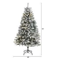 Nearly Natural 6 Foot Flocked Rock Springs Spruce With 250 Clear Led Lights Pre-Lit Christmas Tree