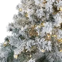 Nearly Natural 7 Foot Rock Springs Flocked Spruce With 800 Bendable Branches And 350 Clear Led Lights Pre-Lit Christmas Tree