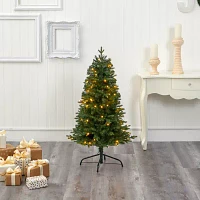 Nearly Natural 4 Foot Vermont Fir With 100 Clear Led Lights Pre-Lit Christmas Tree