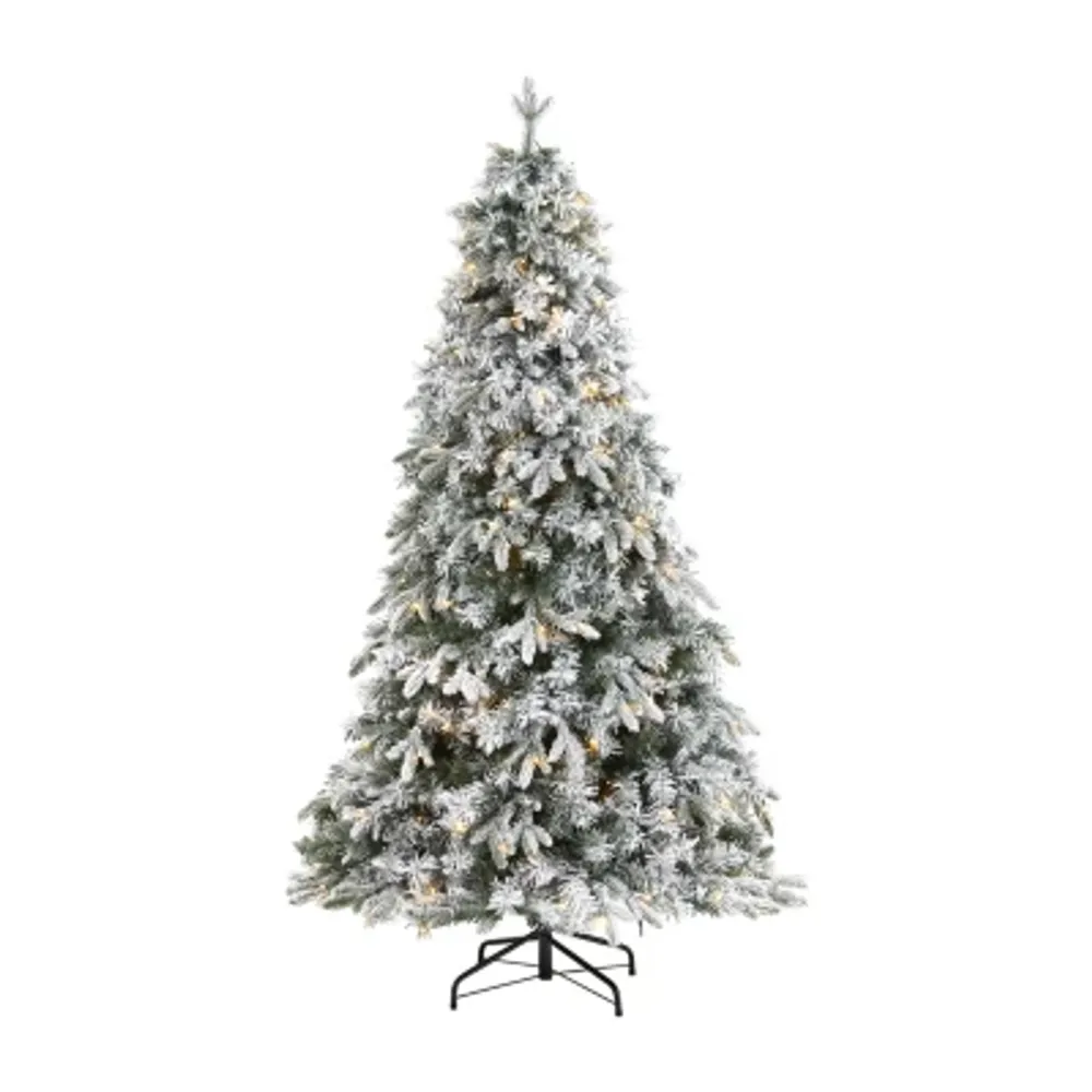 Nearly Natural 5 Foot Flocked Vermont Mixed Pine With 150 Clear Led Lights Pre-Lit Christmas Tree