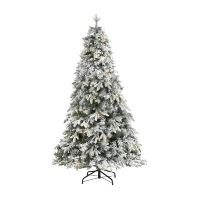 Nearly Natural 5 Foot Flocked Vermont Mixed Pine With 150 Clear Led Lights Pre-Lit Christmas Tree