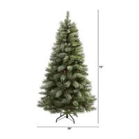 Nearly Natural 6 Foot Snowed French Alps Mountain Pine With Pine Cones And 583 Bendable Branches Christmas Tree