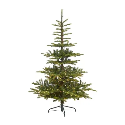 Nearly Natural 6 Foot Layered Washington Spruce With 705 Bendable Branches And 350 Clear Led Lights Pre-Lit Christmas Tree