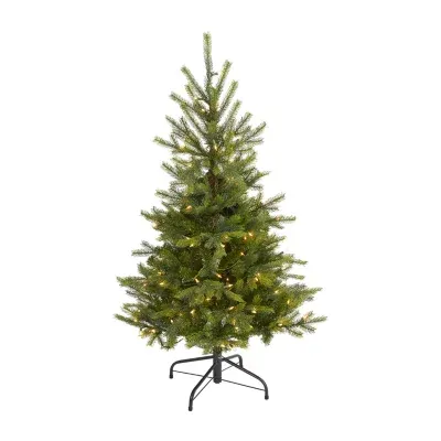 Nearly Natural 4 Foot North Carolina Spruce With 207 Bendable Branches And 100 Clear Lights Pre-Lit Christmas Tree