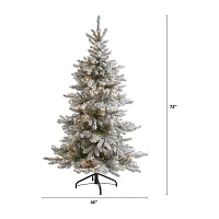 Nearly Natural 6 Foot West Virginia Flocked Spruce With 850 Bendable Branches And 300 Clear Lights Pre-Lit Christmas Tree