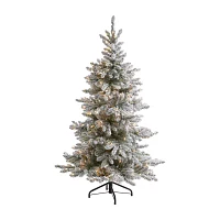 Nearly Natural 6 Foot West Virginia Flocked Spruce With 850 Bendable Branches And 300 Clear Lights Pre-Lit Christmas Tree