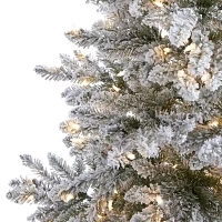 Nearly Natural 6 Foot West Virginia Flocked Spruce With 850 Bendable Branches And 300 Clear Lights Pre-Lit Christmas Tree